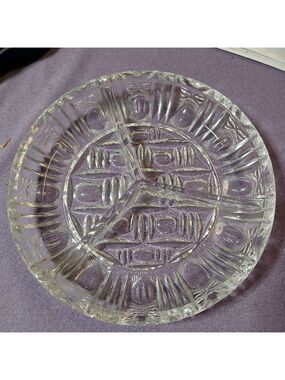 Vintage Cabaret Bowl 24% Lead Crystal 3 Section 6" Glass Dish German Made.